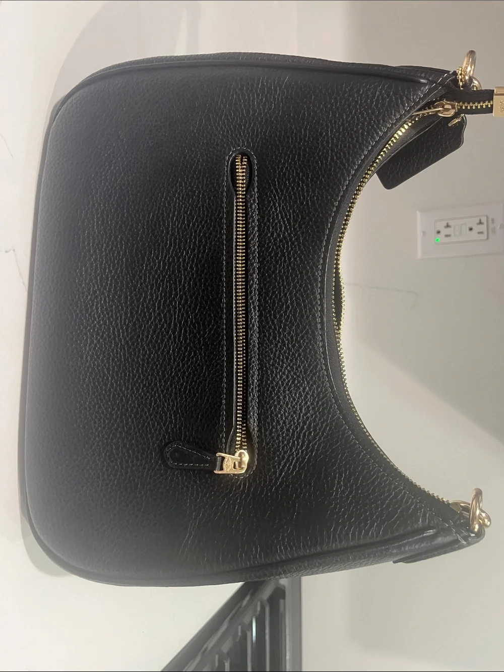 Coach Black Pebbled Leather Hobo with Gold Hardware